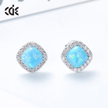 Sterling silver elegant blue / white opal with crystals earring - CDE Jewelry Egypt