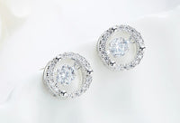 Sterling silver shiny circular dancing crystal earring - CDE Jewelry Egypt