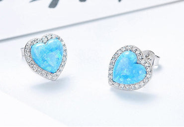 Sterling silver opal heart earring - CDE Jewelry Egypt
