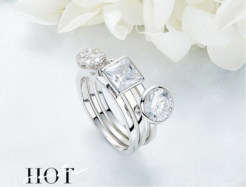 Sterling silver triple shapes ring - CDE Jewelry Egypt