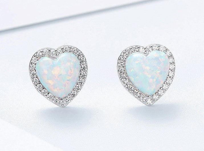 Sterling silver opal heart earring - CDE Jewelry Egypt