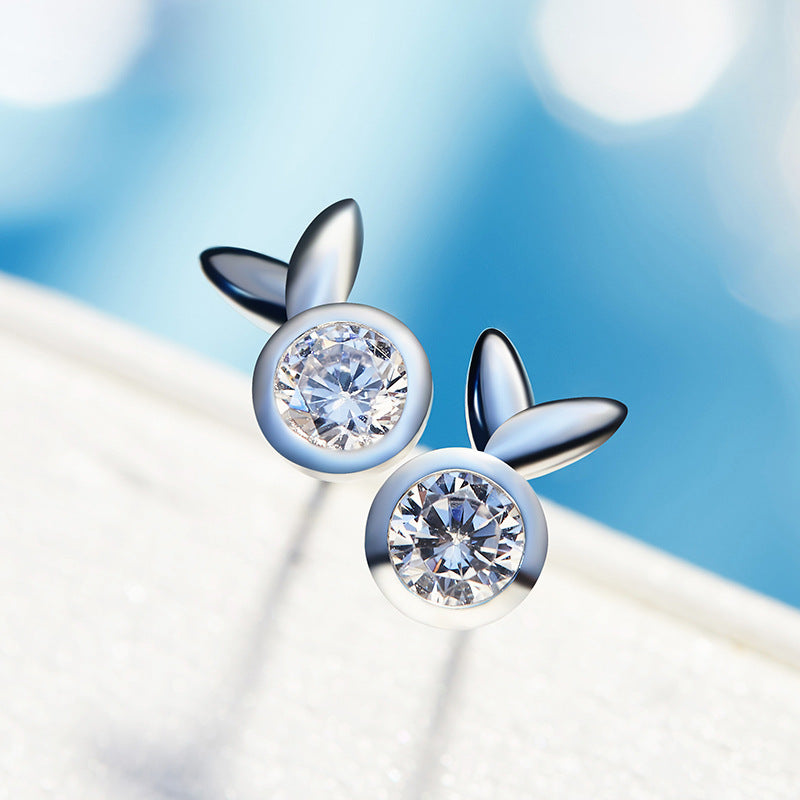 Sterling silver cute bunny crystals earring - CDE Jewelry Egypt