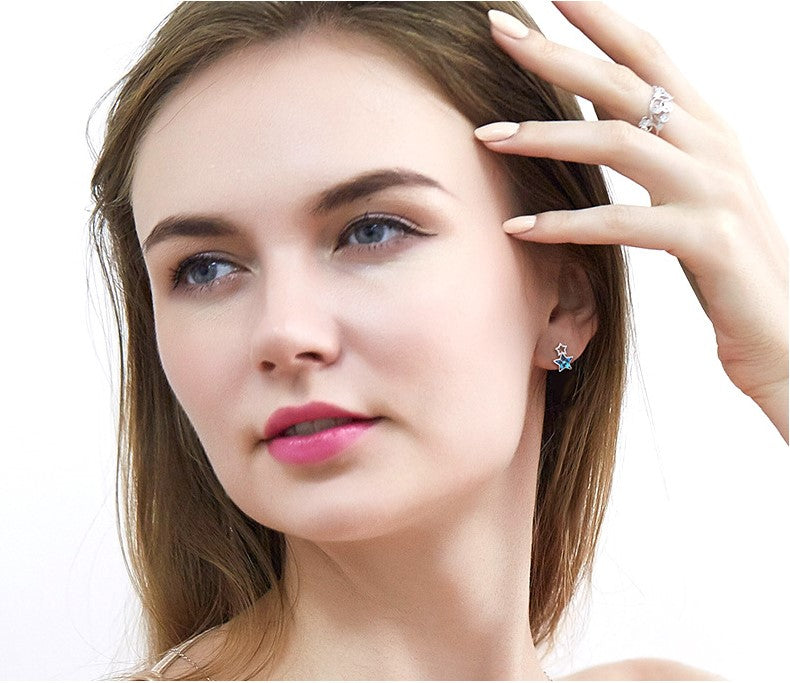 Sterling silver sapphire star in a star earring - CDE Jewelry Egypt