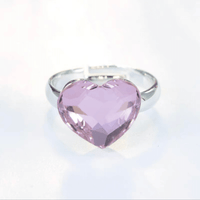 The Heart Crystal Platinum Plated Free Size Ring