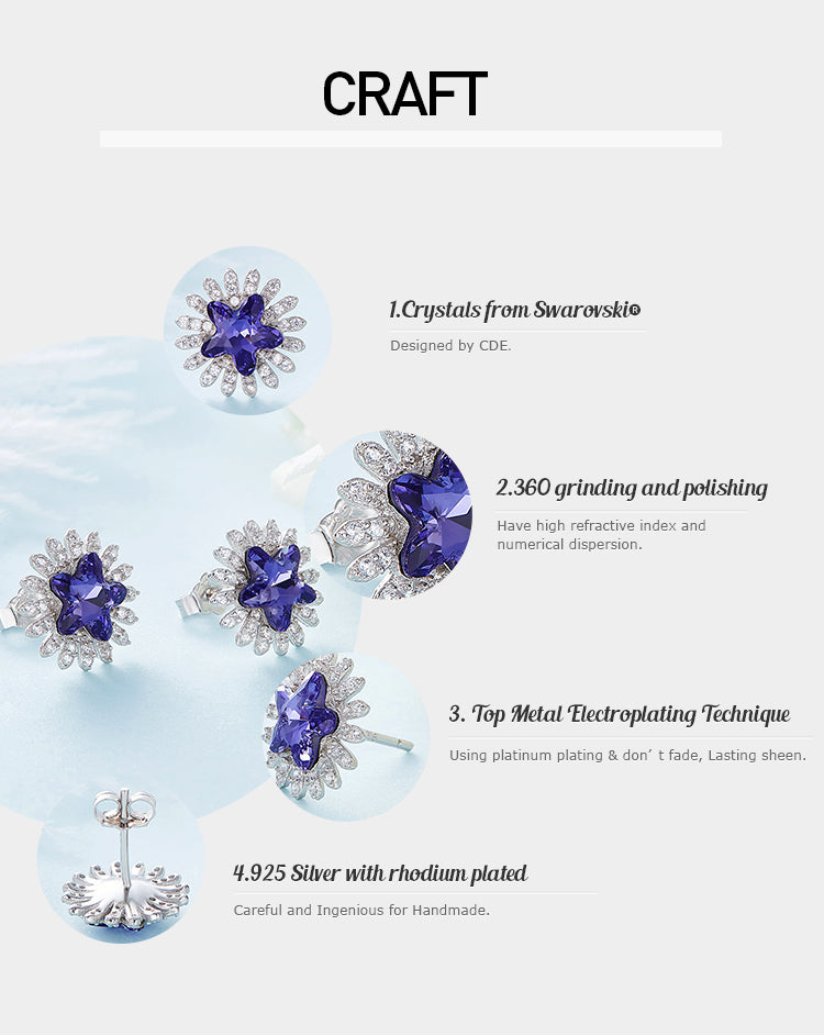 Sterling silver amethyst shining star earring - CDE Jewelry Egypt