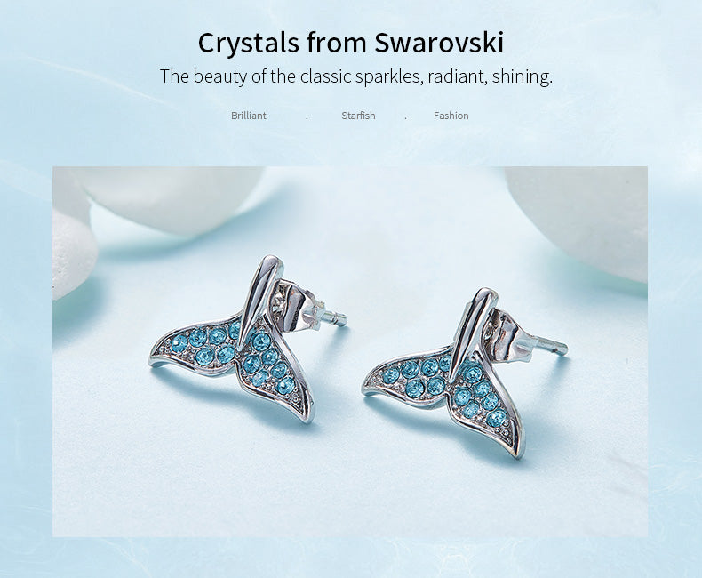 Sterling silver shining fish tail earring - CDE Jewelry Egypt