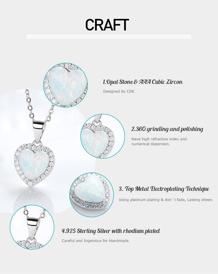 Sterling silver blue opal heart necklace - CDE Jewelry Egypt