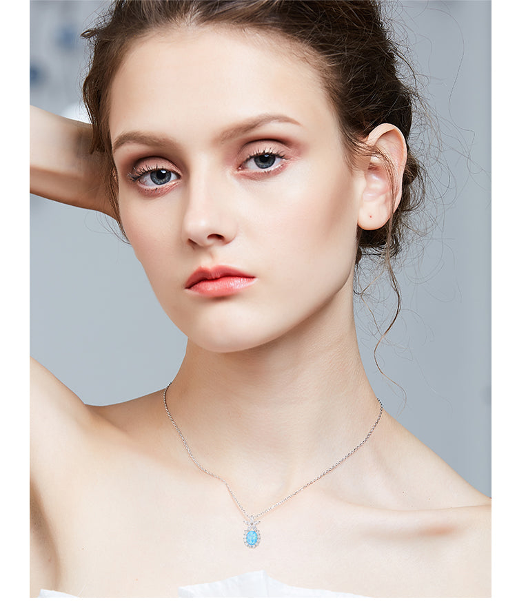 Sterling silver cute flower with an opal stone necklace - CDE Jewelry Egypt