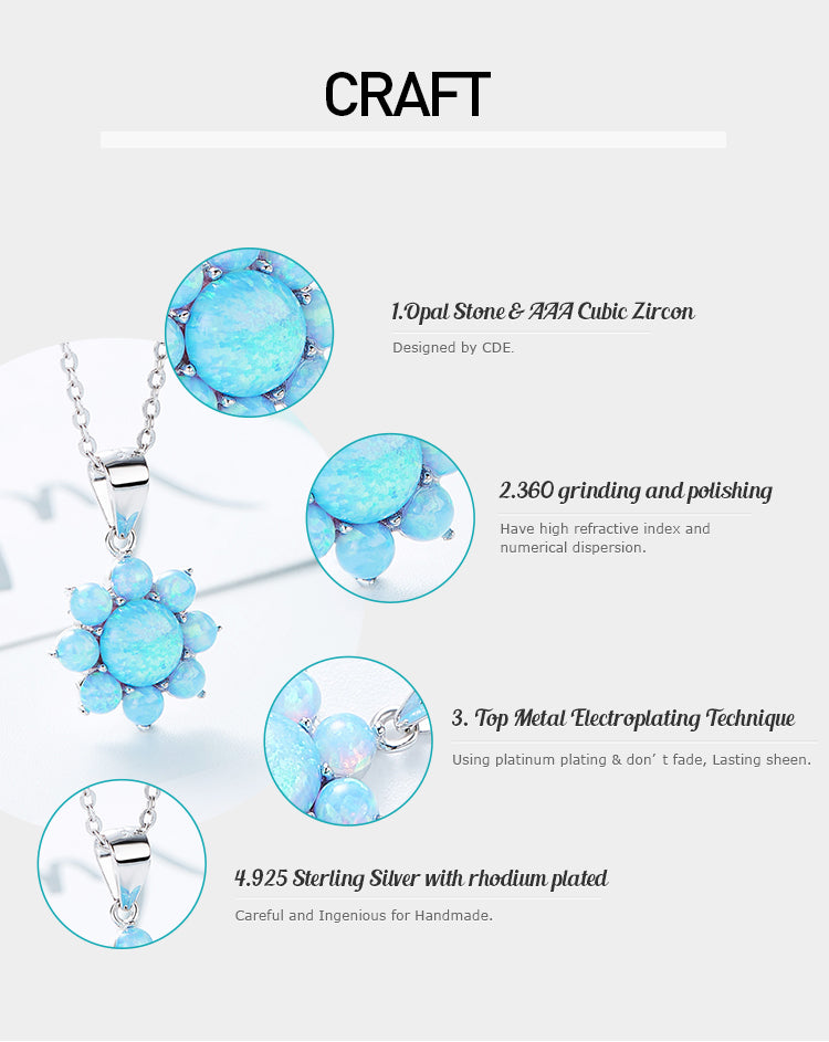 Sterling silver white opal flower necklace - CDE Jewelry Egypt