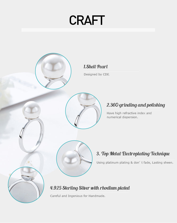 Sterling silver elegant white pearl ring - CDE Jewelry Egypt