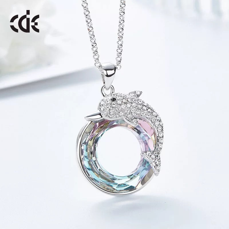 The fancy dolphin in a Sapphire / Amethyst circle necklace - CDE Jewelry Egypt