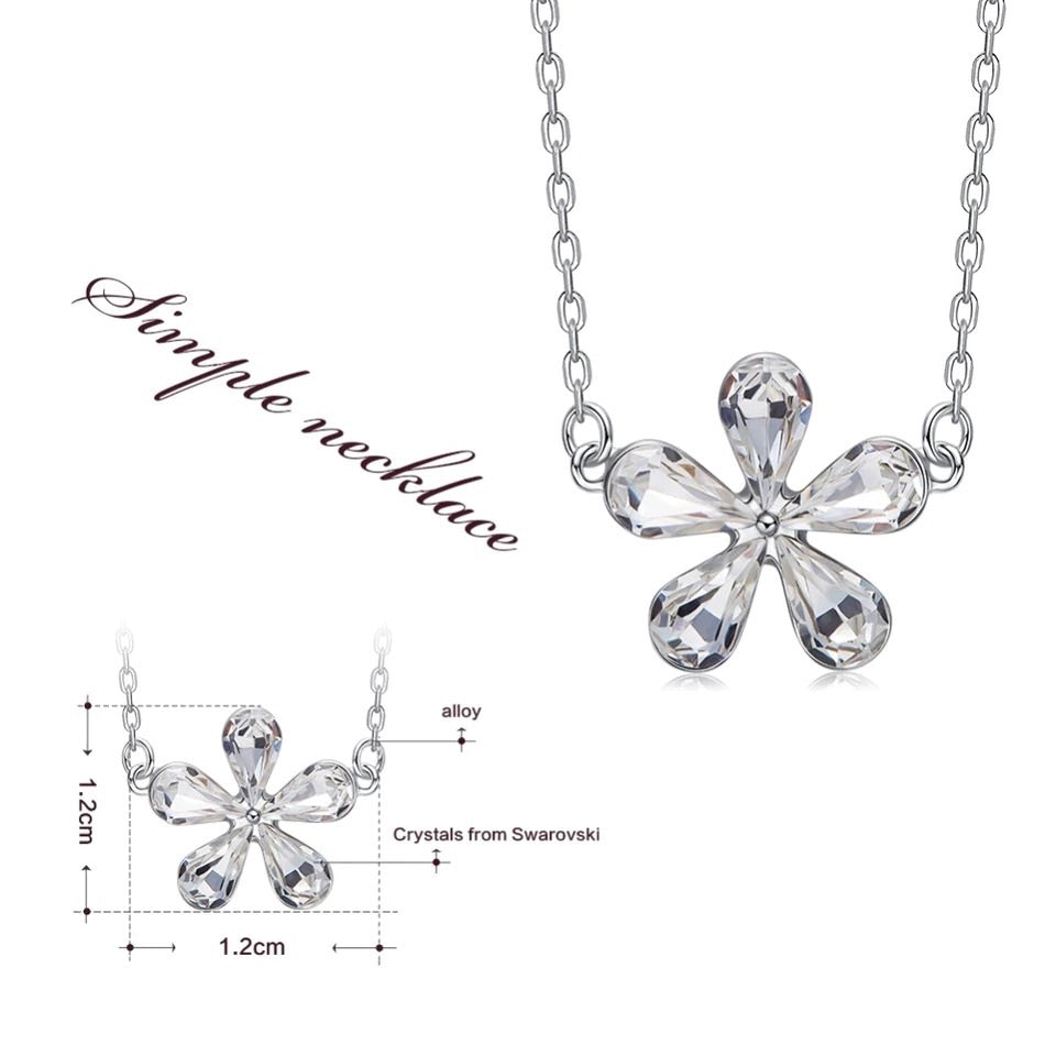 925 silver unique Swarovski crystals white flower Set - CDE Jewelry Egypt