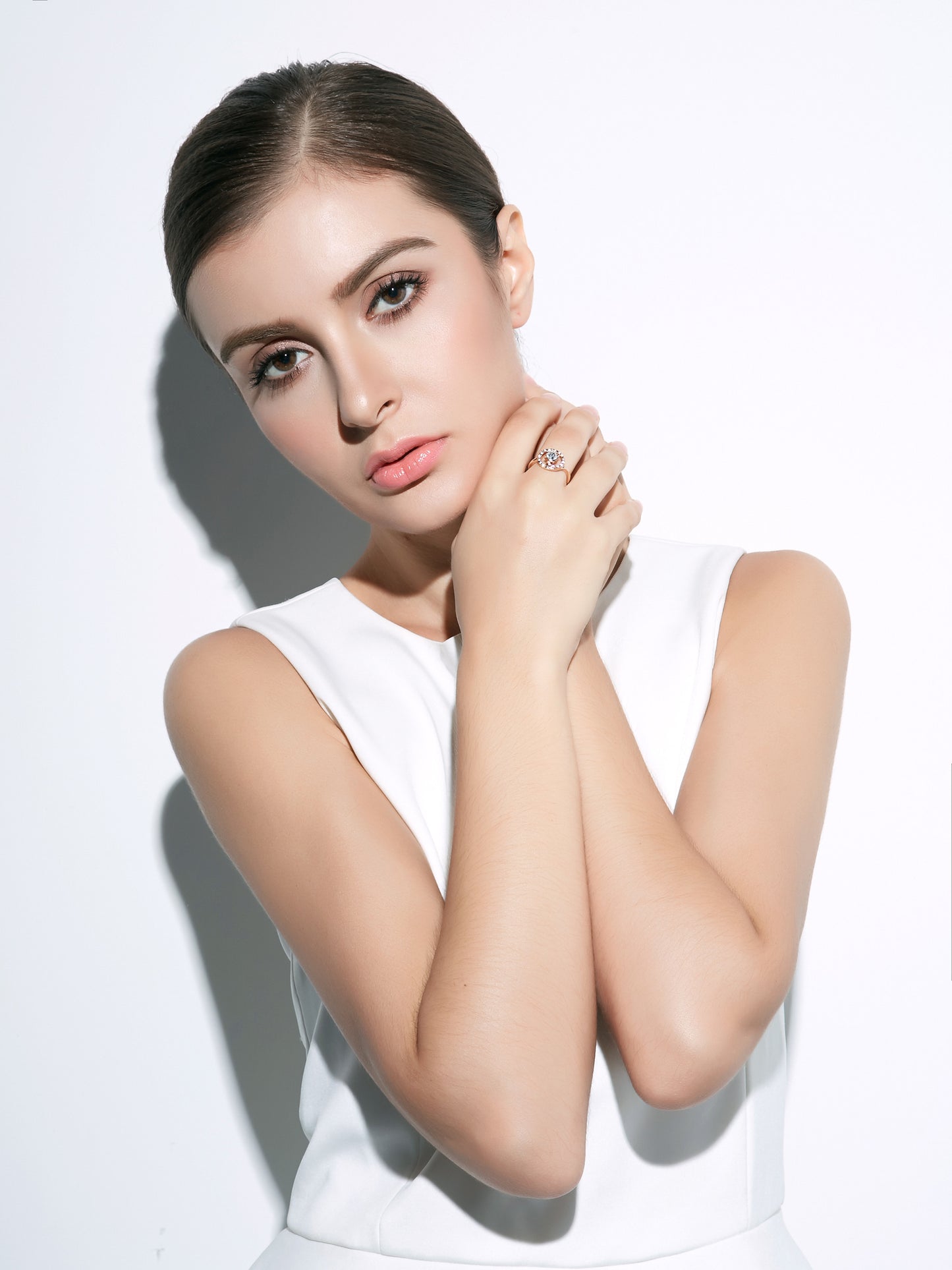 The golden little white crystal ring - CDE Jewelry Egypt