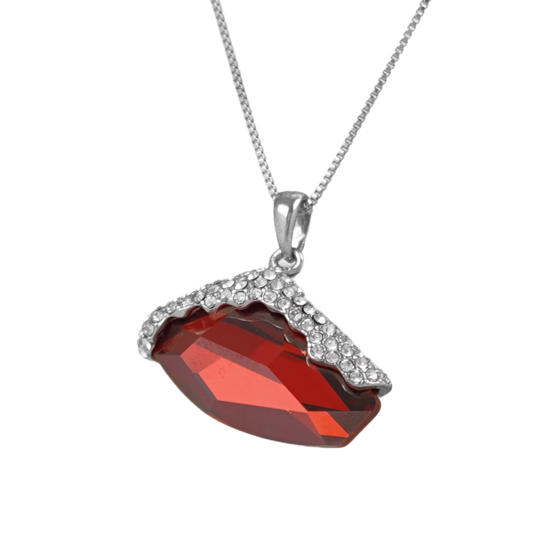 Ruby classy Swarovski crystal platinum plated necklace