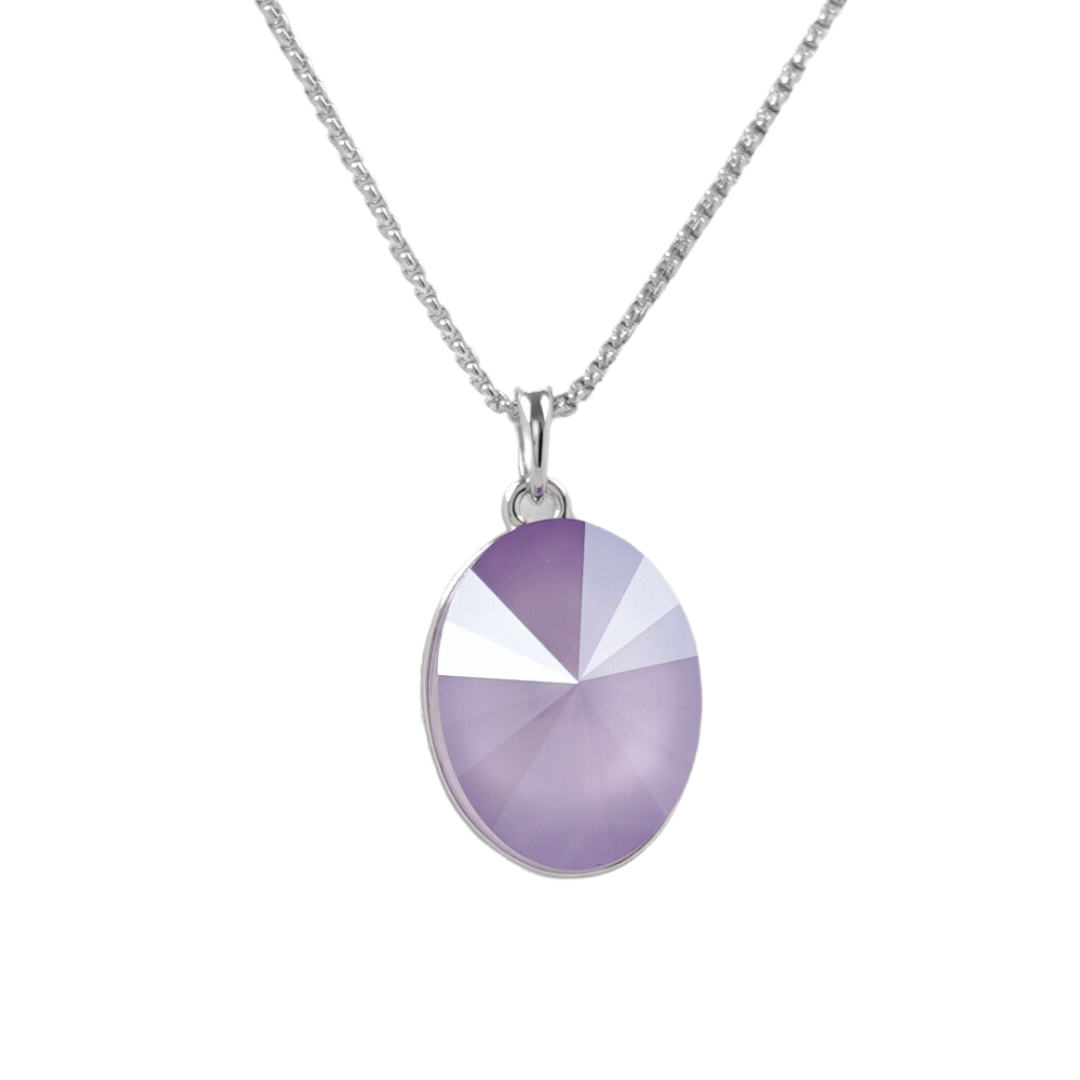 The Swarovski crystal like a stone oval platinum plated necklace