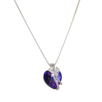 Butterfly Hanging Swarovski crystal amethyst heart Platinum plated Necklace
