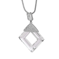 The lady queen Unique Swarovski clear square Frame crystal sweater chain necklace