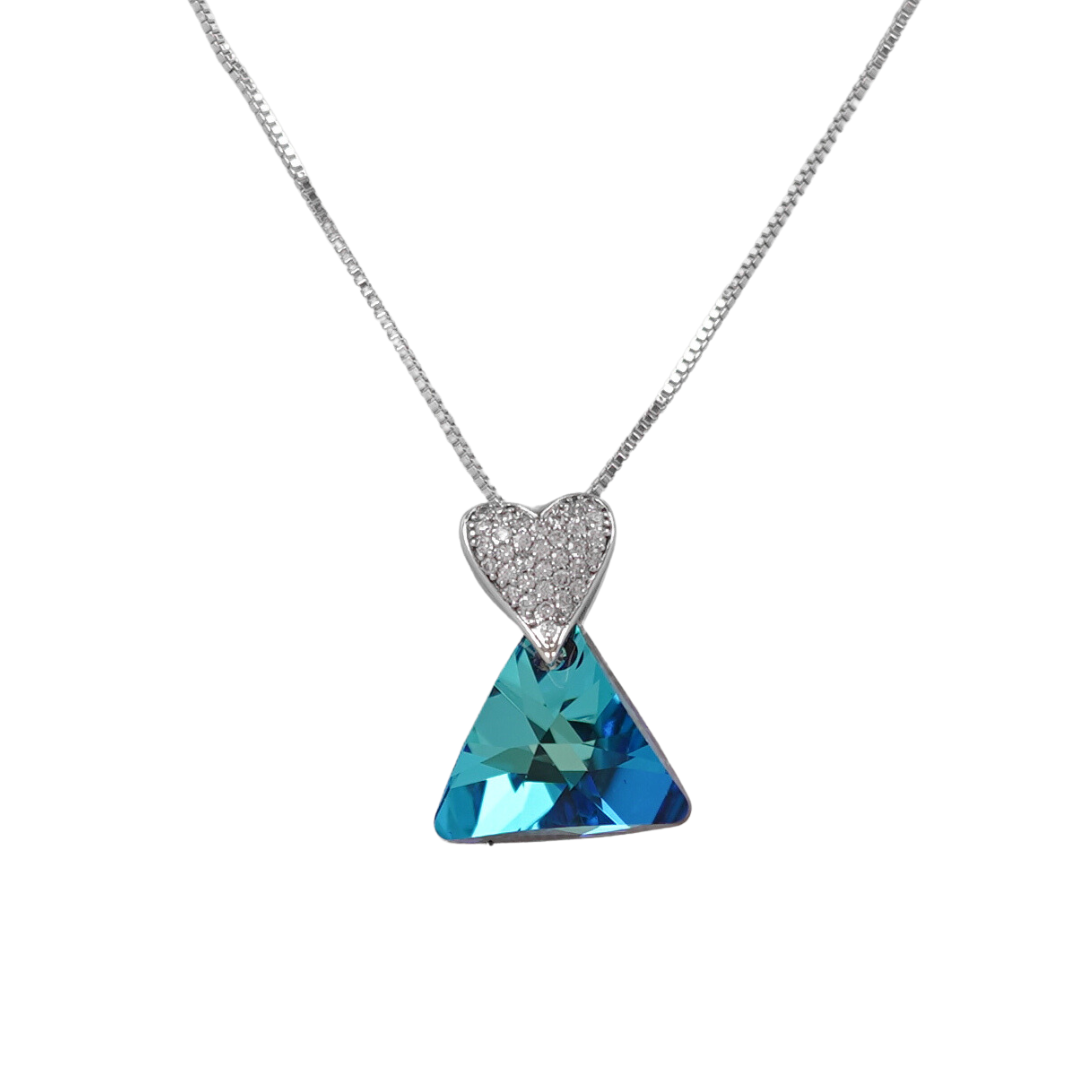 The Unique Triangle Swarovski Crystals Platinum Plated Necklace