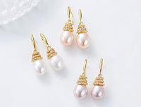 Sterling silver golden white pearl earring - CDE Jewelry Egypt