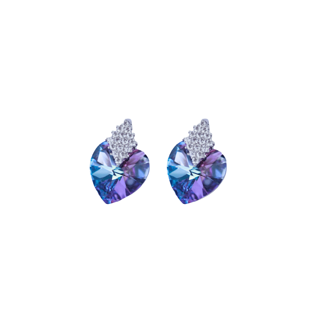 The Triangle Swarovski amethyst Crystal medium Heart Earrings