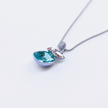 Multicolored Swarovski crystal fruit platinum plated necklace