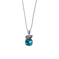 Multicolored Swarovski crystal fruit platinum plated necklace