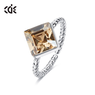 Sterling silver elegant cubicle citrine crystal ring - CDE Jewelry Egypt