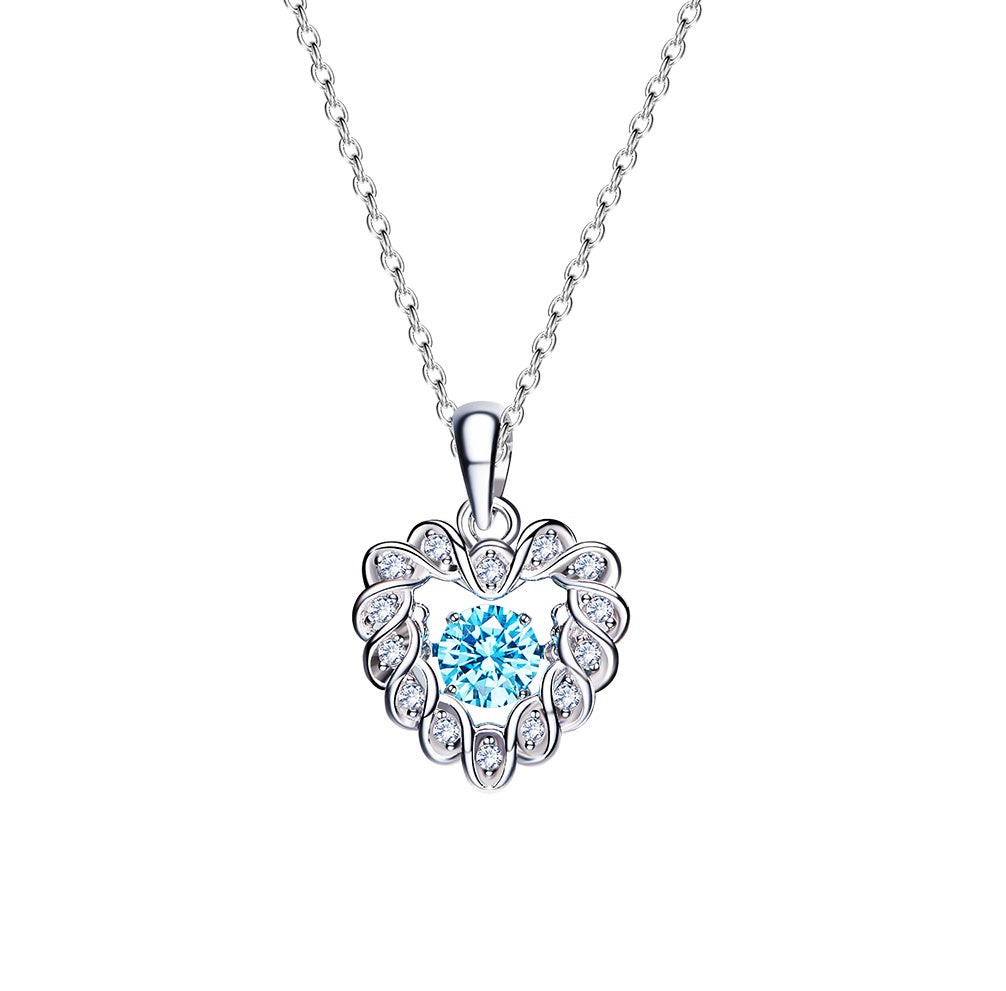 Sterling silver blue topaz dancing crystal necklace - CDE Jewelry Egypt