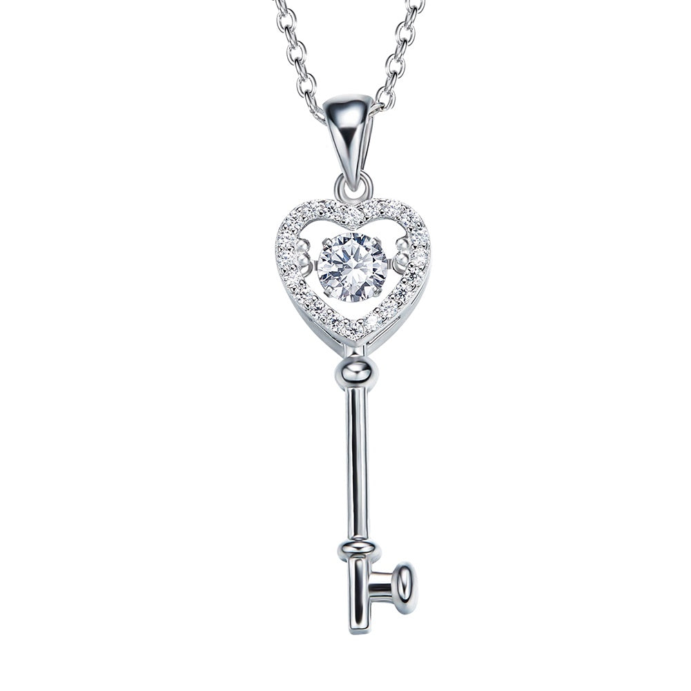 Sterling silver key to the heart dancing crystal necklace - CDE Jewelry Egypt