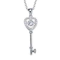 Sterling silver key to the heart dancing crystal necklace - CDE Jewelry Egypt