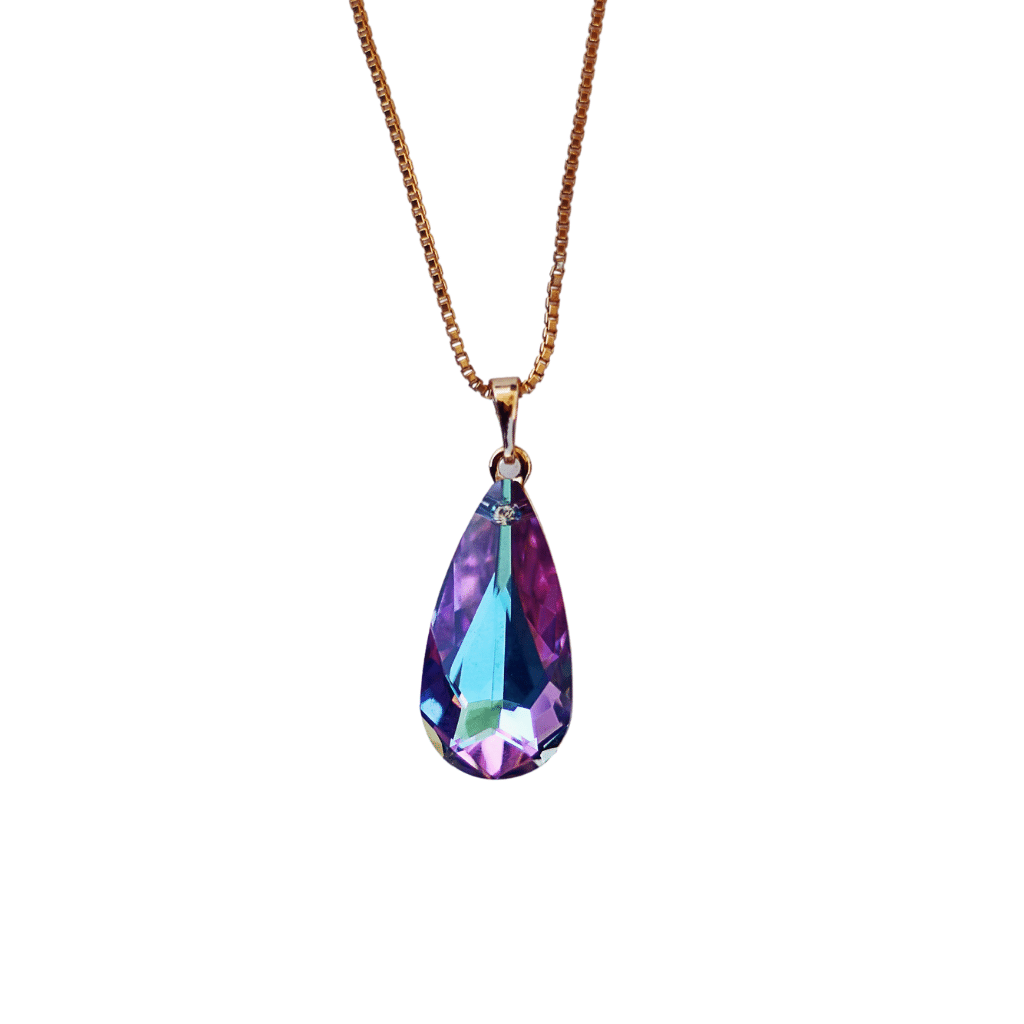 Gold Plated drop Amethyst Crystal Necklace