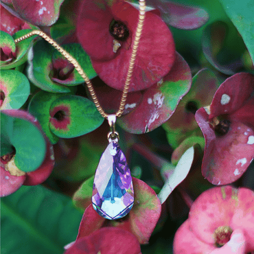 Gold Plated drop Amethyst Crystal Necklace