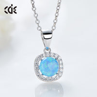 Sterling silver shiny blue / white opal necklace - CDE Jewelry Egypt