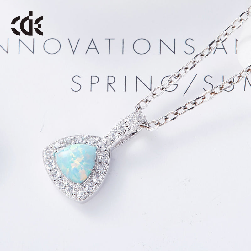 Sterling silver elegant shining crystal with an opal stone necklace - CDE Jewelry Egypt