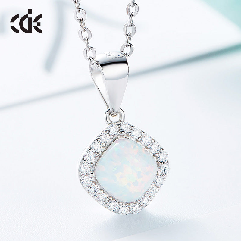 Sterling silver elegant rhombus shape opal necklace - CDE Jewelry Egypt