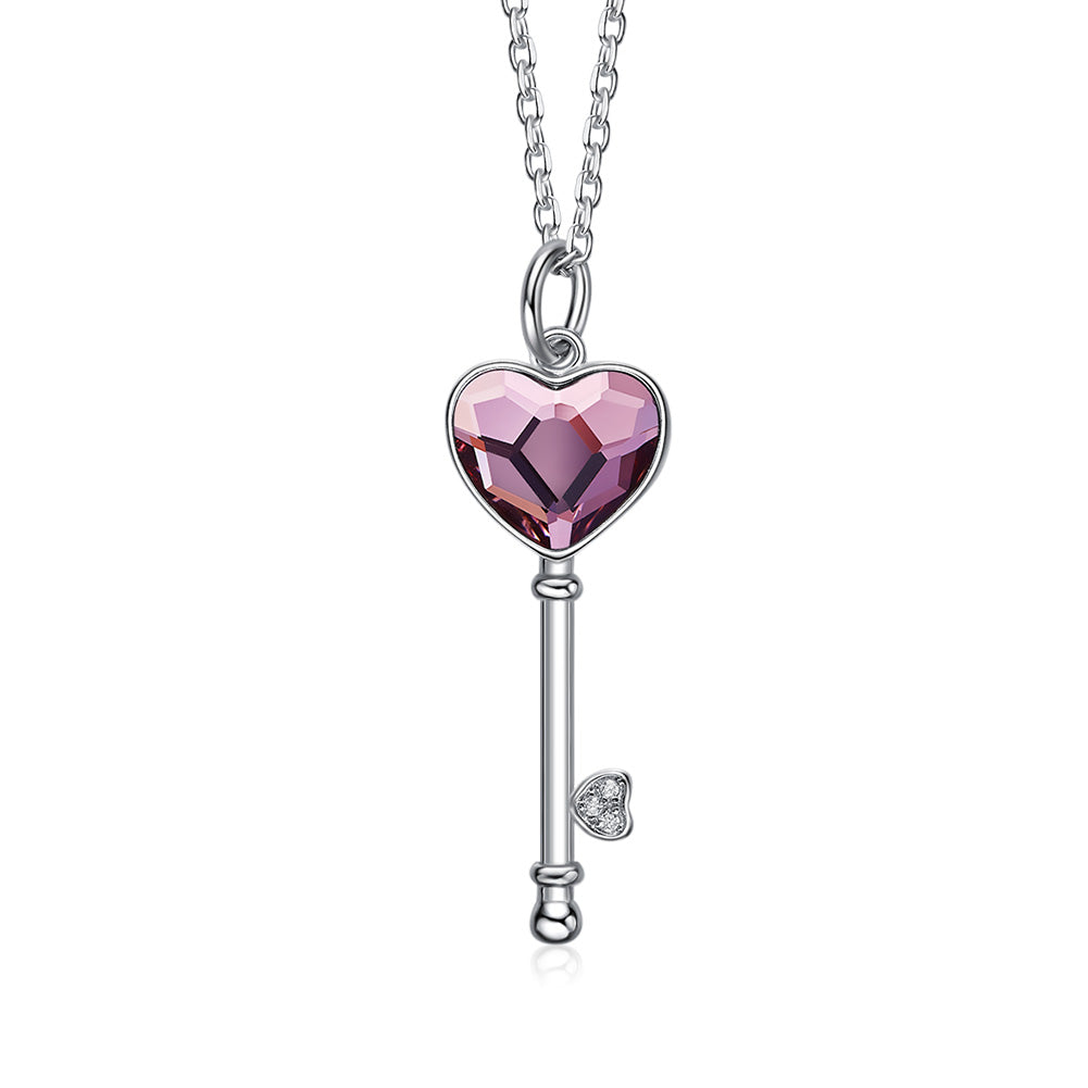 Sterling silver cute pink key necklace - CDE Jewelry Egypt