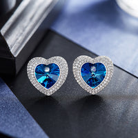 Sterling silver shining  little blue topaz heart earring - CDE Jewelry Egypt
