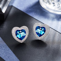 Sterling silver shining  little blue topaz heart earring - CDE Jewelry Egypt