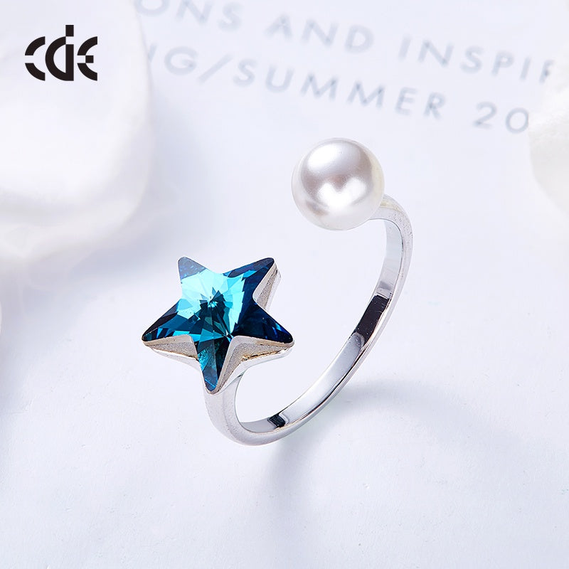 The cute sapphire star with a pearl ring – CDE Jewelry Egypt