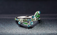 Sterling silver green leafs ring - CDE Jewelry Egypt