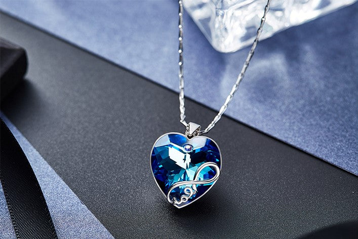 Sterling silver infinity love sapphire heart necklace - CDE Jewelry Egypt