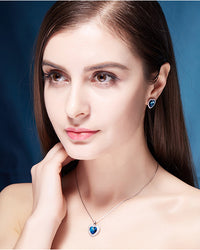 Sterling silver simple blue topaz crystal heart earring - CDE Jewelry Egypt