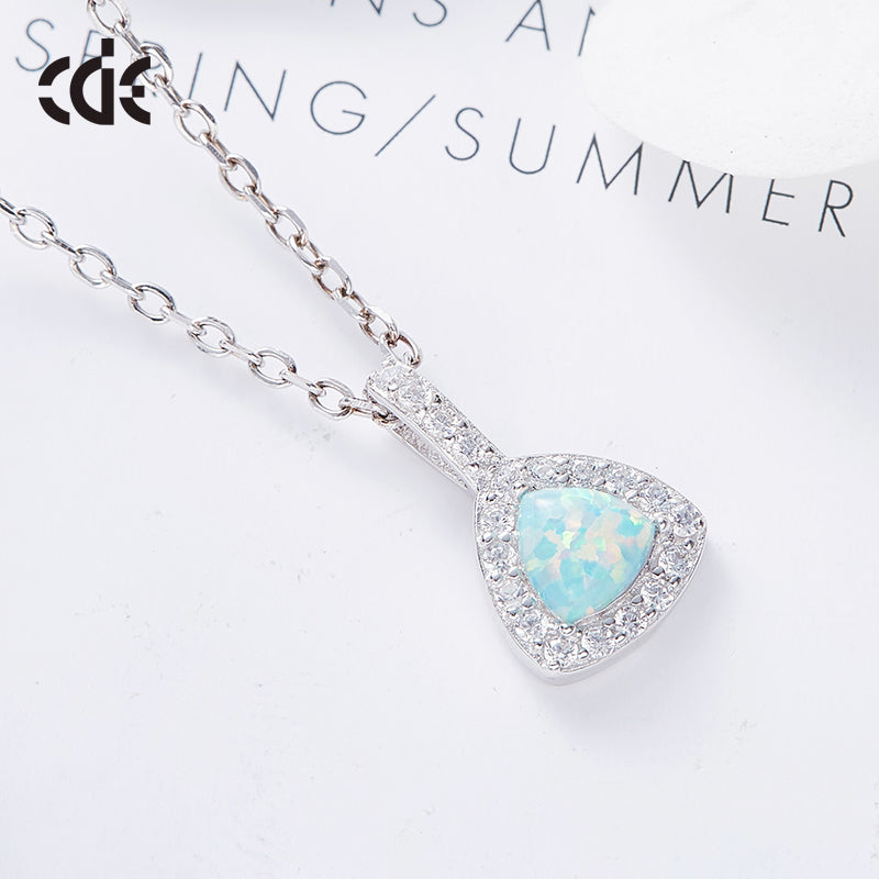 Sterling silver elegant shining crystal with an opal stone necklace - CDE Jewelry Egypt