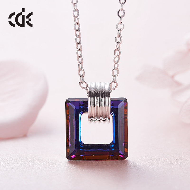 Sterling silver new crystal bronze crystal square necklace - CDE Jewelry Egypt