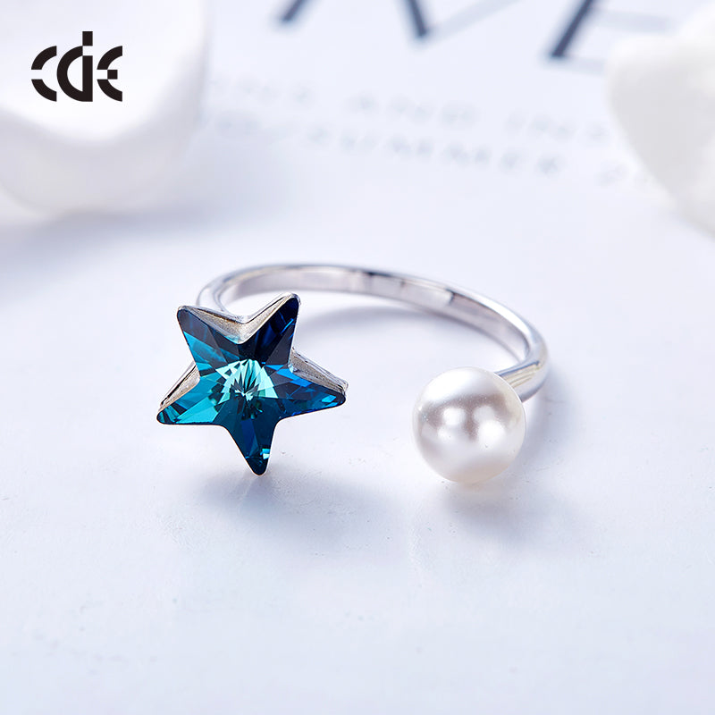 The cute sapphire star with a pearl ring – CDE Jewelry Egypt