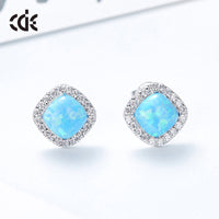 Sterling silver elegant blue / white opal with crystals earring - CDE Jewelry Egypt