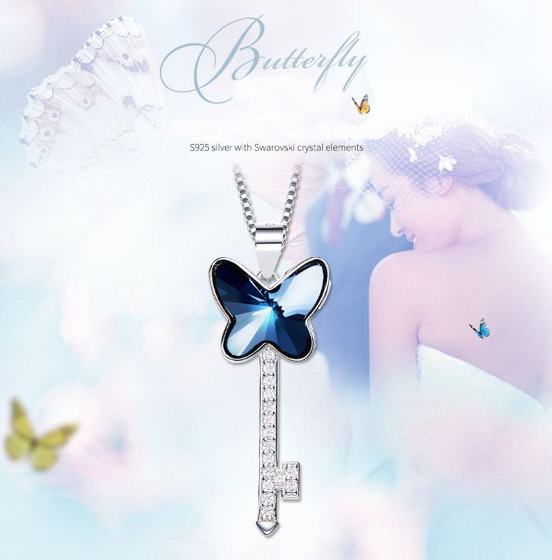 Sterling silver butterfly key necklace - CDE Jewelry Egypt