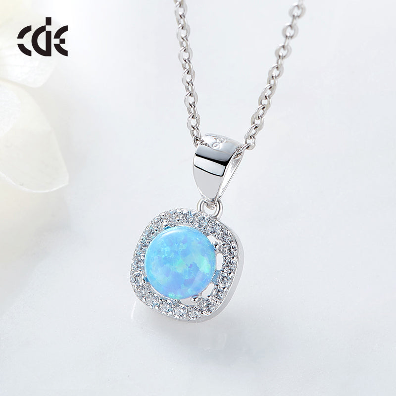 Sterling silver shiny blue / white opal necklace - CDE Jewelry Egypt