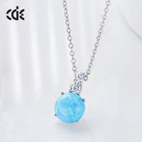 Sterling silver simple opal stone with a little crystal necklace - CDE Jewelry Egypt