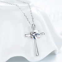 Sterling silver cross with a crystal heart necklace - CDE Jewelry Egypt